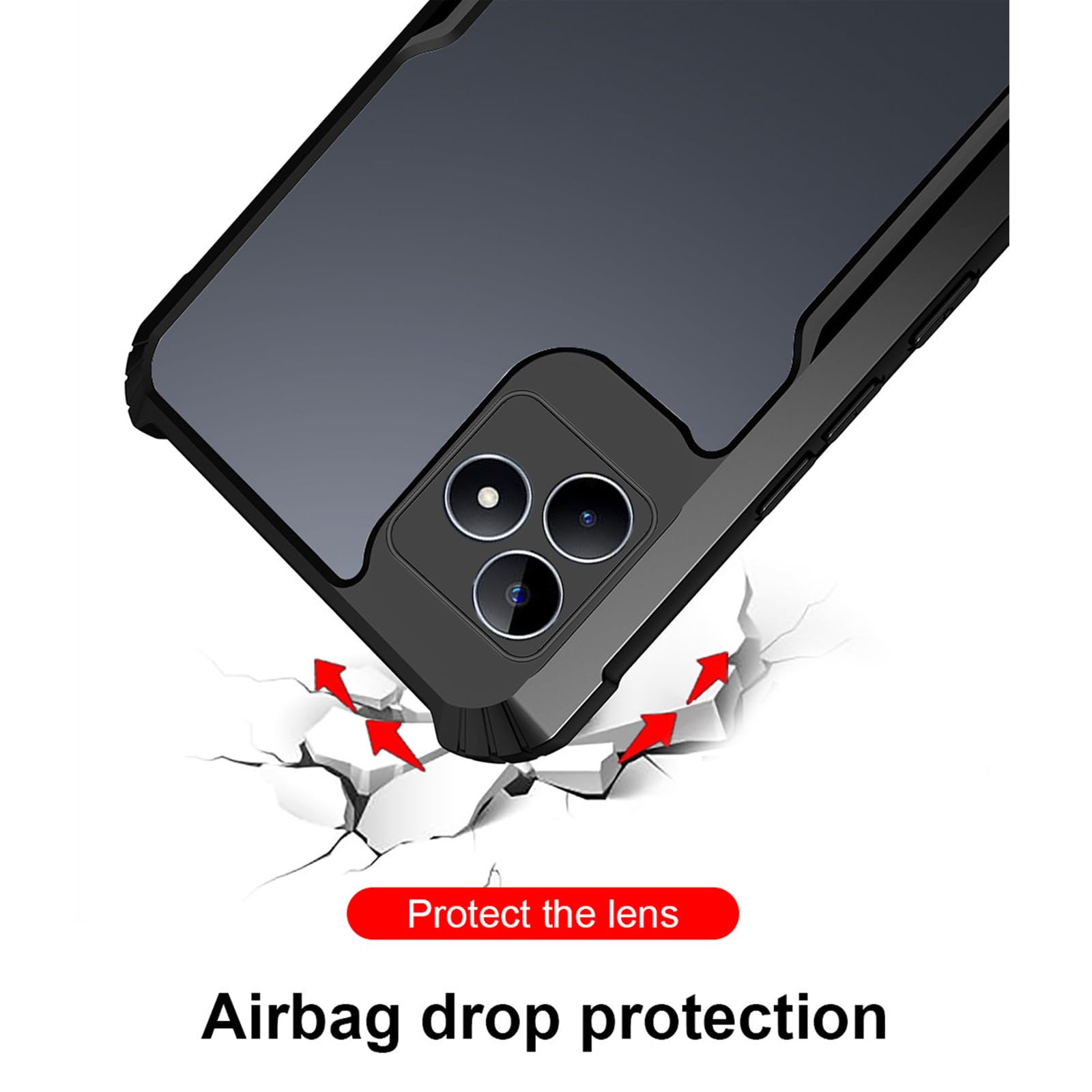 GEJEFA Cover per Realme C53/Realme Note 50, Doppio Strato Rugged Trasparente PC