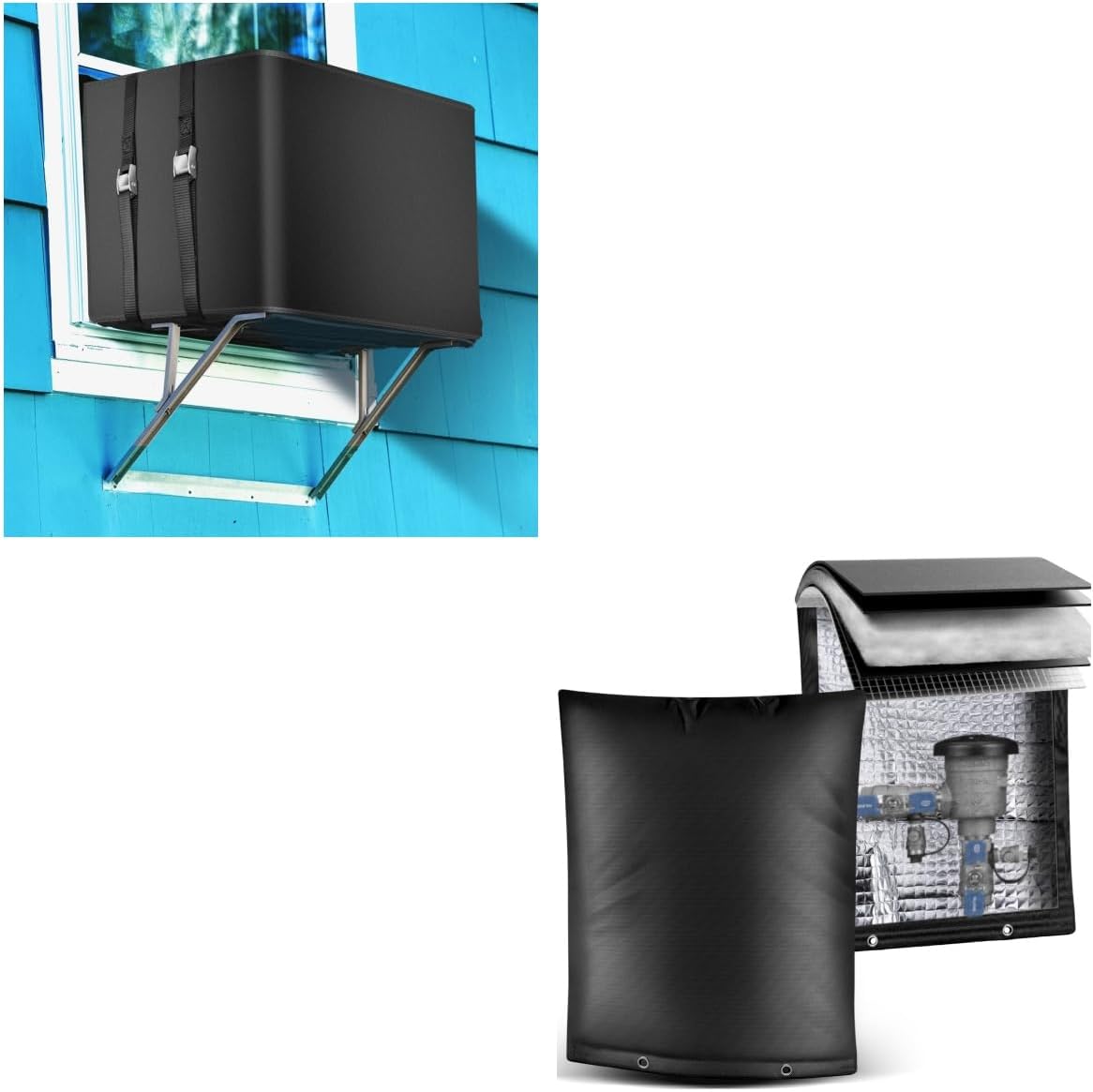 Backflow Insulation Cover 16W x 20H'' + Window Air Conditioner Cover 24''Wx 15.6''Hx 20''D