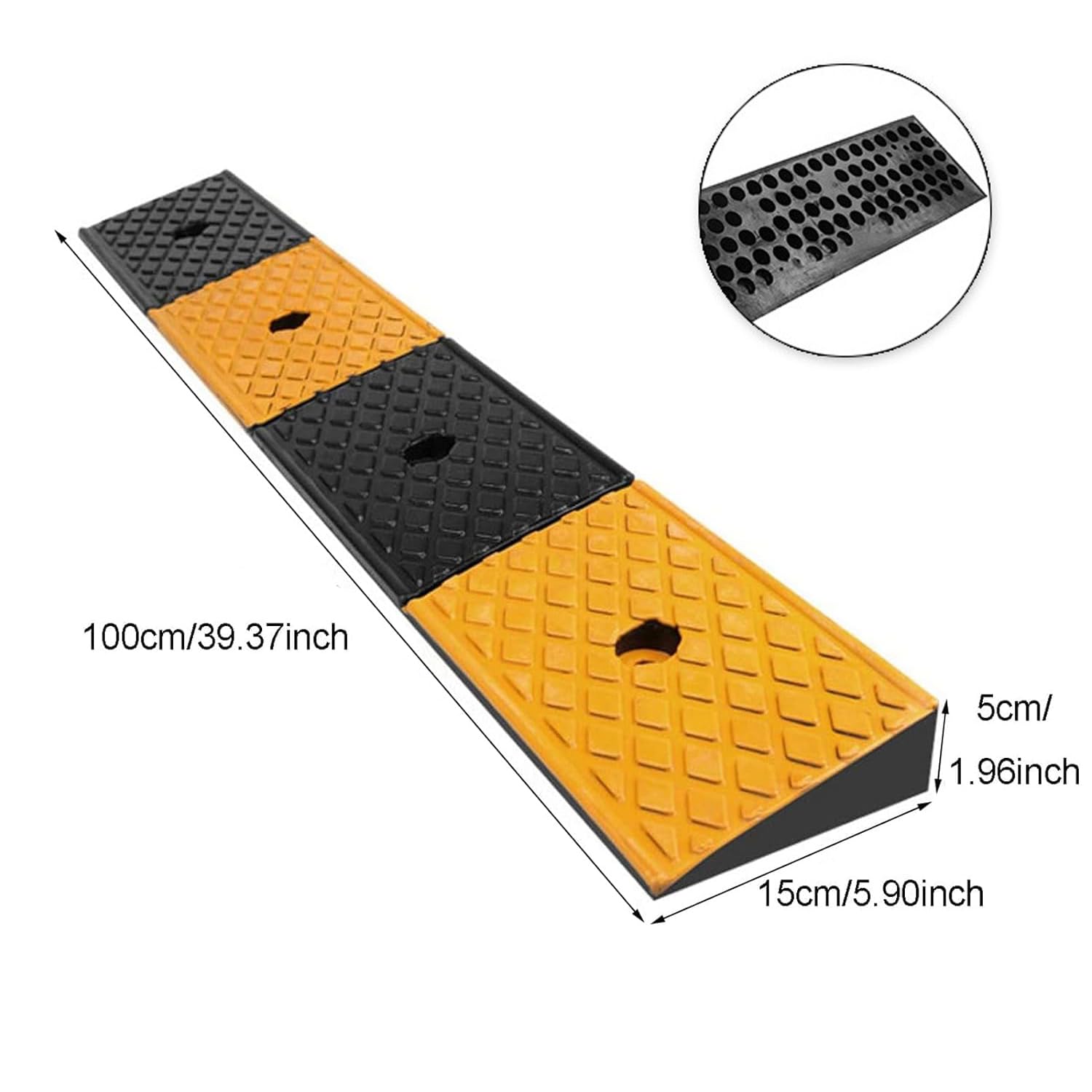 Nisorpa Rampe per marciapiedi in gomma per auto, 5 cm di altezza, rampa per soglia resistente, per scooter mobili, sedia a rotelle, porte, gradini, marciapiedi, 100 x 15 x 5 cm