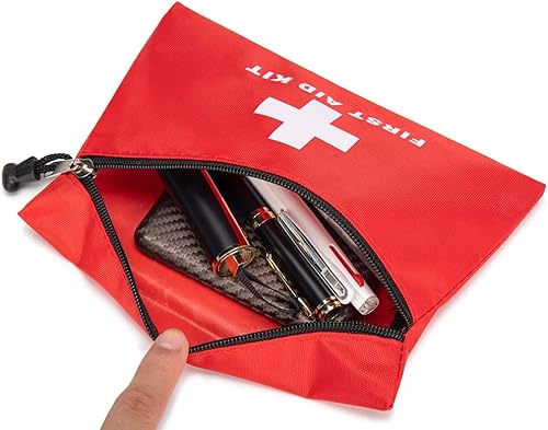 Miniatura 6 de Bolsa roja de primeros auxilios, pequeña bolsa de almacenamiento médica vacía para botiquines de primeros auxilios, paquete de emergencia,