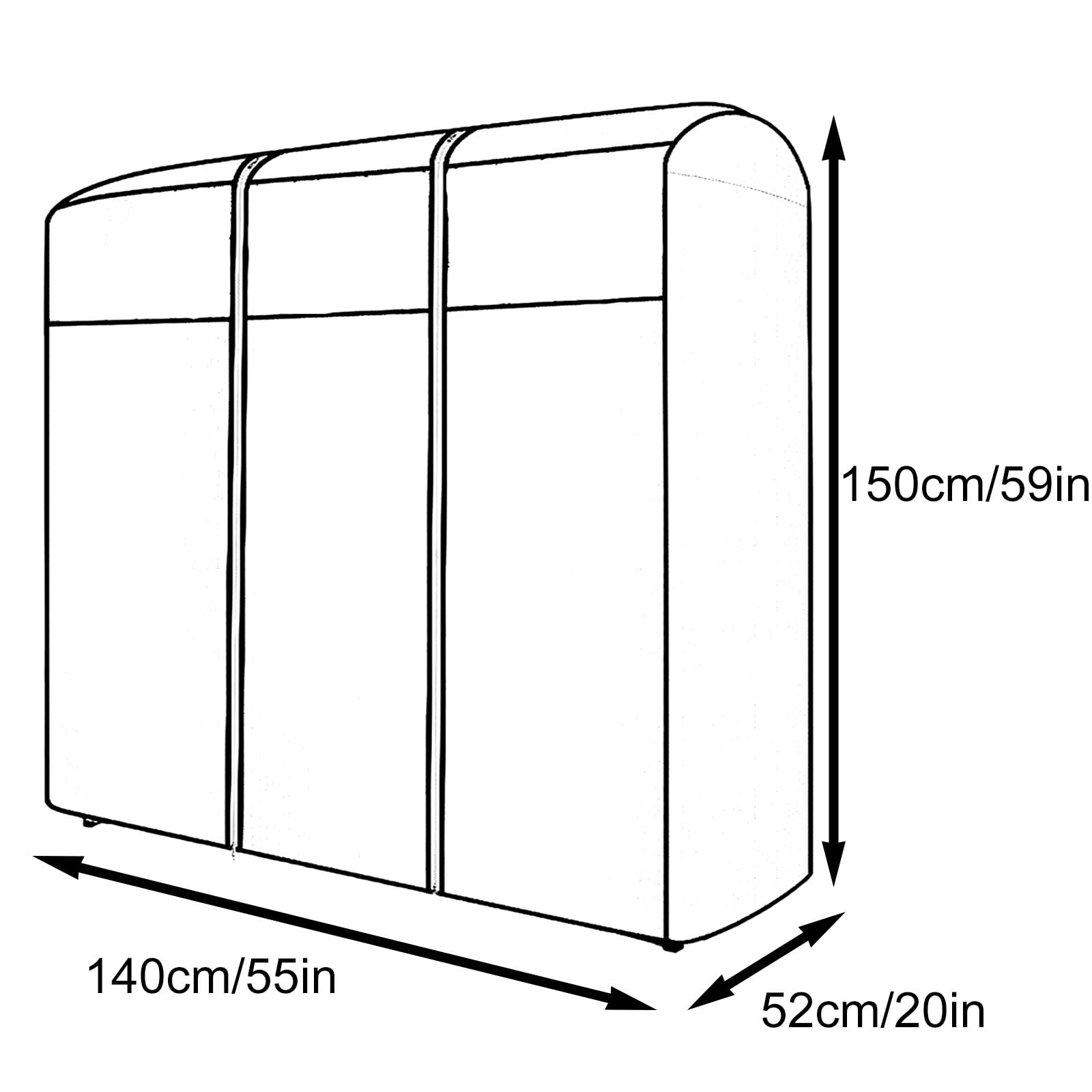 Torba na ubrania z włókniny, pokrowiec na ubrania, torby na płaszcze z okienkiem w kształcie litery C, na płaszcze i koszule (140 x 52 x 150 cm, 55 x 20 x 59 cali)