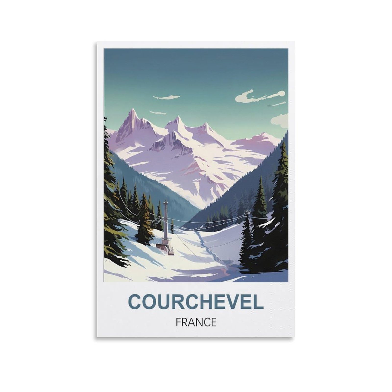 WGMDOEE Courchevel France Vintage Travel Posters Ski 08x12inch(20x30cm) Canvas Poster Living Room Wall Art Home Decor