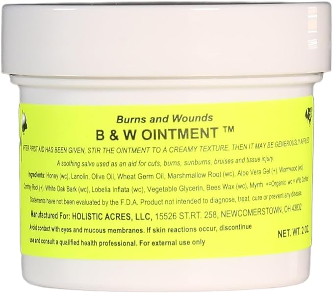B & W Ointment (Burn & Wound) Amish Made Burn Salve 2oz