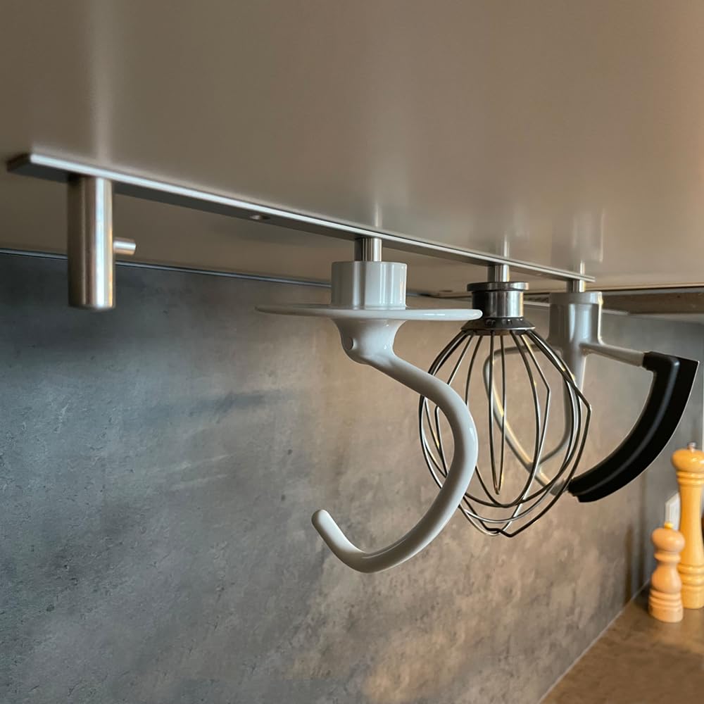 Supporto Per Accessori KitchenAid - 4 Ganci In Alluminio Per Impastatrice, Gancio, Frusta, Salvaspazio - Foto 9
