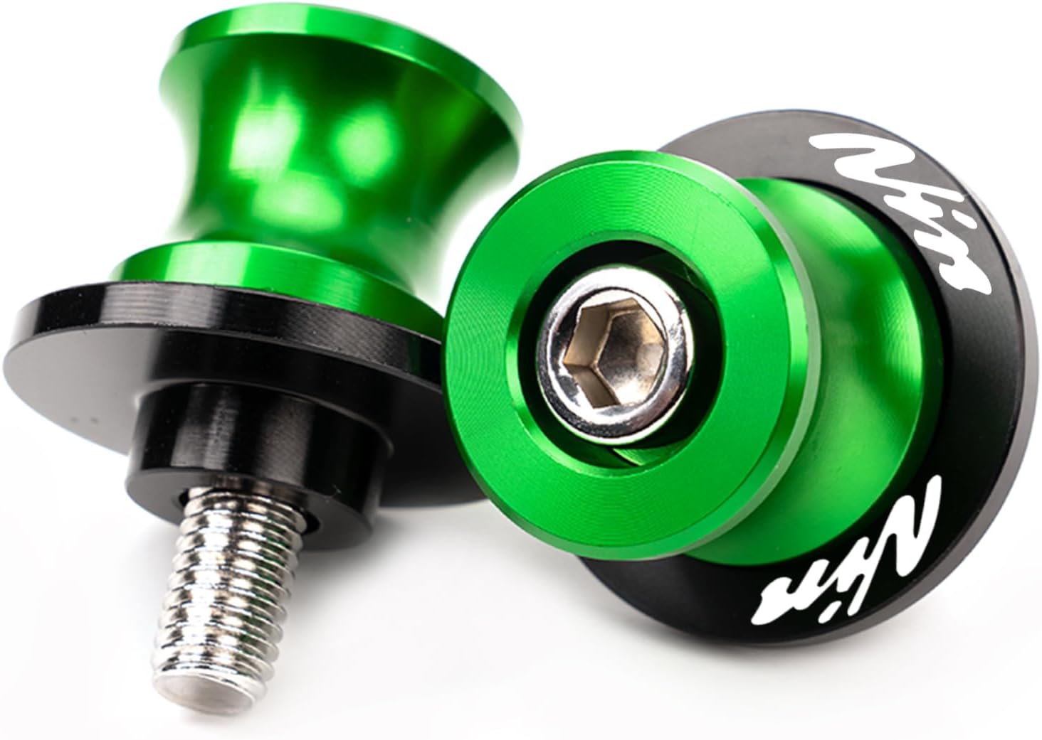 Compatible with 2026 Ninja 500 2025 Ninja 650 Ninja 400 NINJA 1000 1100SX ZX6R ZX10R ZX4RR ZX4R ZH2 Eliminator 500 CNC M8 Motorcycle Swing Arm Spools Sliders Rear Stand Screws (Green)