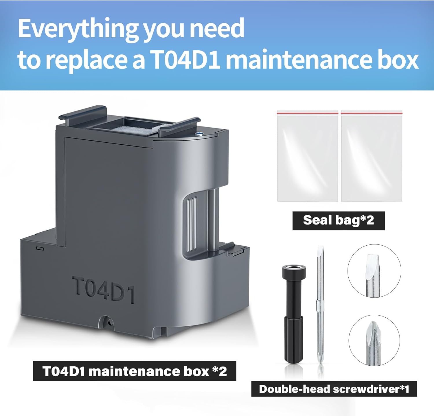 T04D1 Maintenance Box Compatibe for ET-15000 ET-3750 ET-3760 ET-3850 ET-4750 ET-4760 ET-4850 ET-3700 XP-5100 ET-2860 ET-3710 Printers,T04D100 Ink Maintenance Box EWMB2 2 Pack