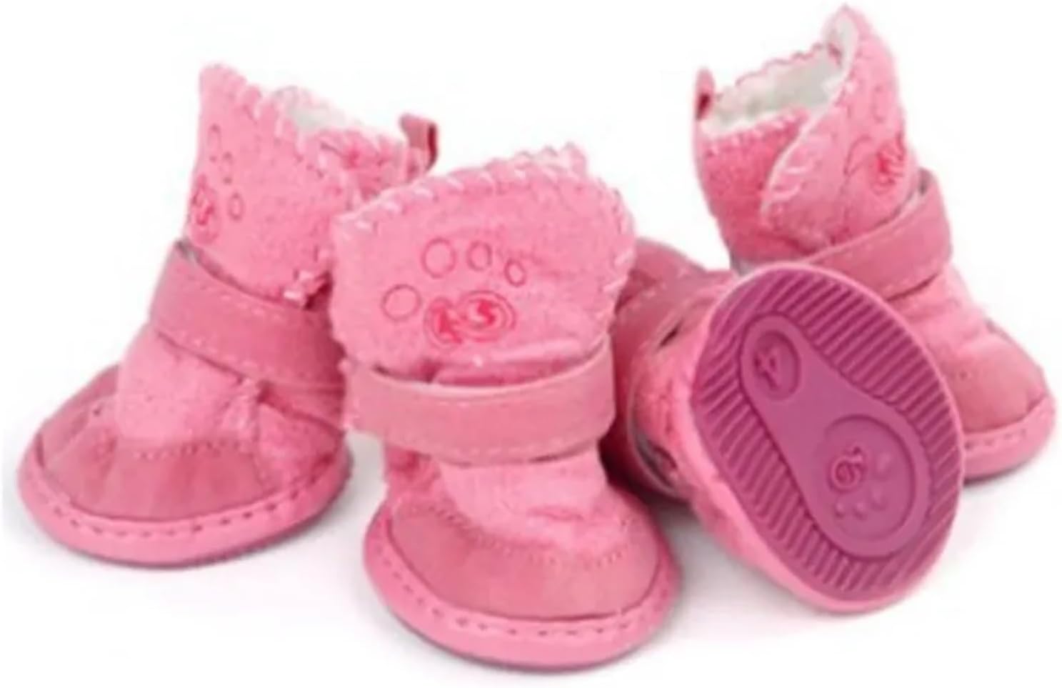 Pet Dog Shoes 4pcs Thick Warm Rain Snow Carton Boots Prewalkers Walking Puppy Sneakers Dog Accessories(Coffee,Large)