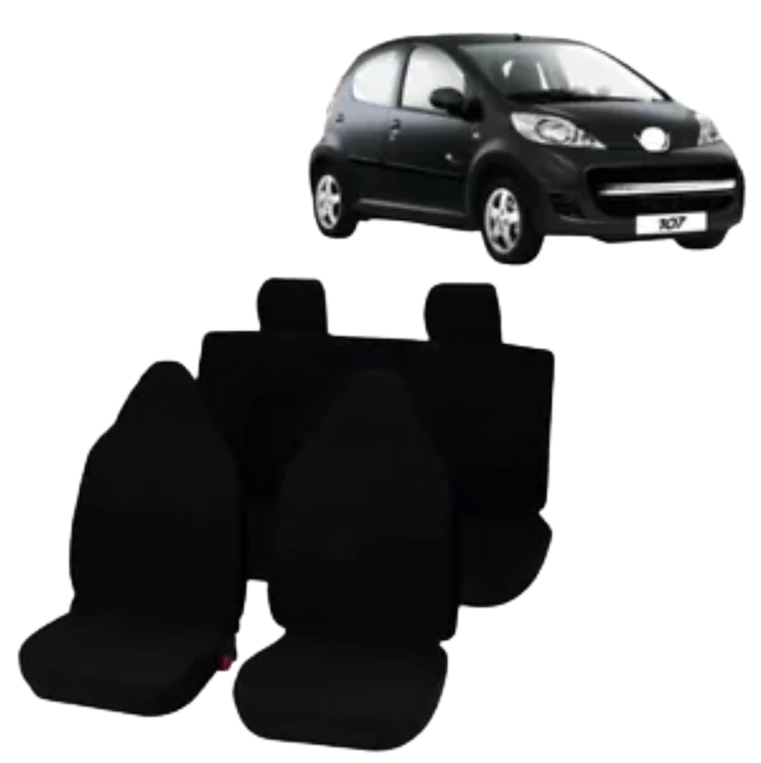 COPRISEDILI NERI PER CITROEN C1 / TOYOTA AYGO/PEUGEOT 107 IN COTONE NERO (CITROEN C1)