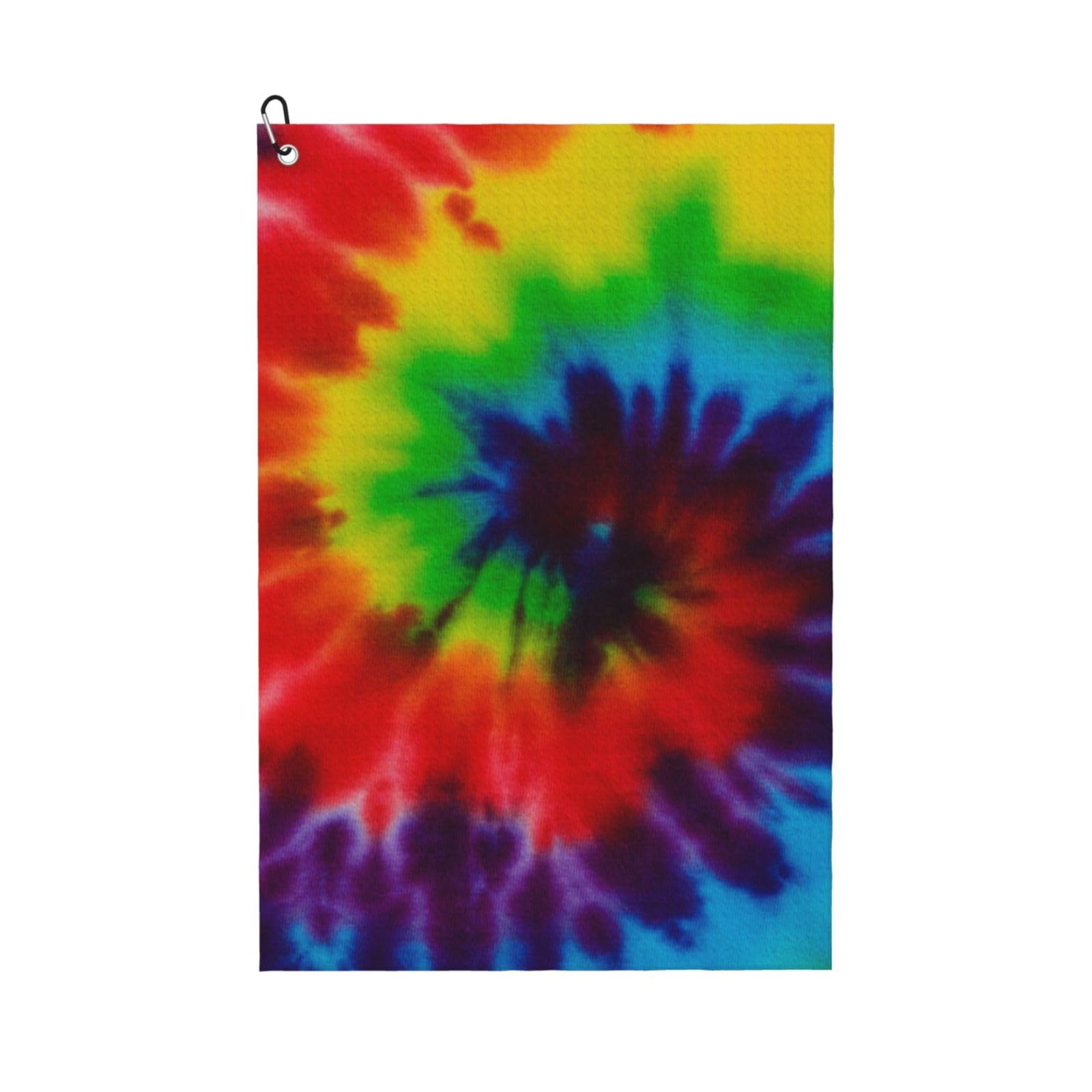 Hnnkloy Tie Dye Colorful Rainbow, 16x24 in Portable Waffle Golf Towels with Carabiner Clip for Golf Bag