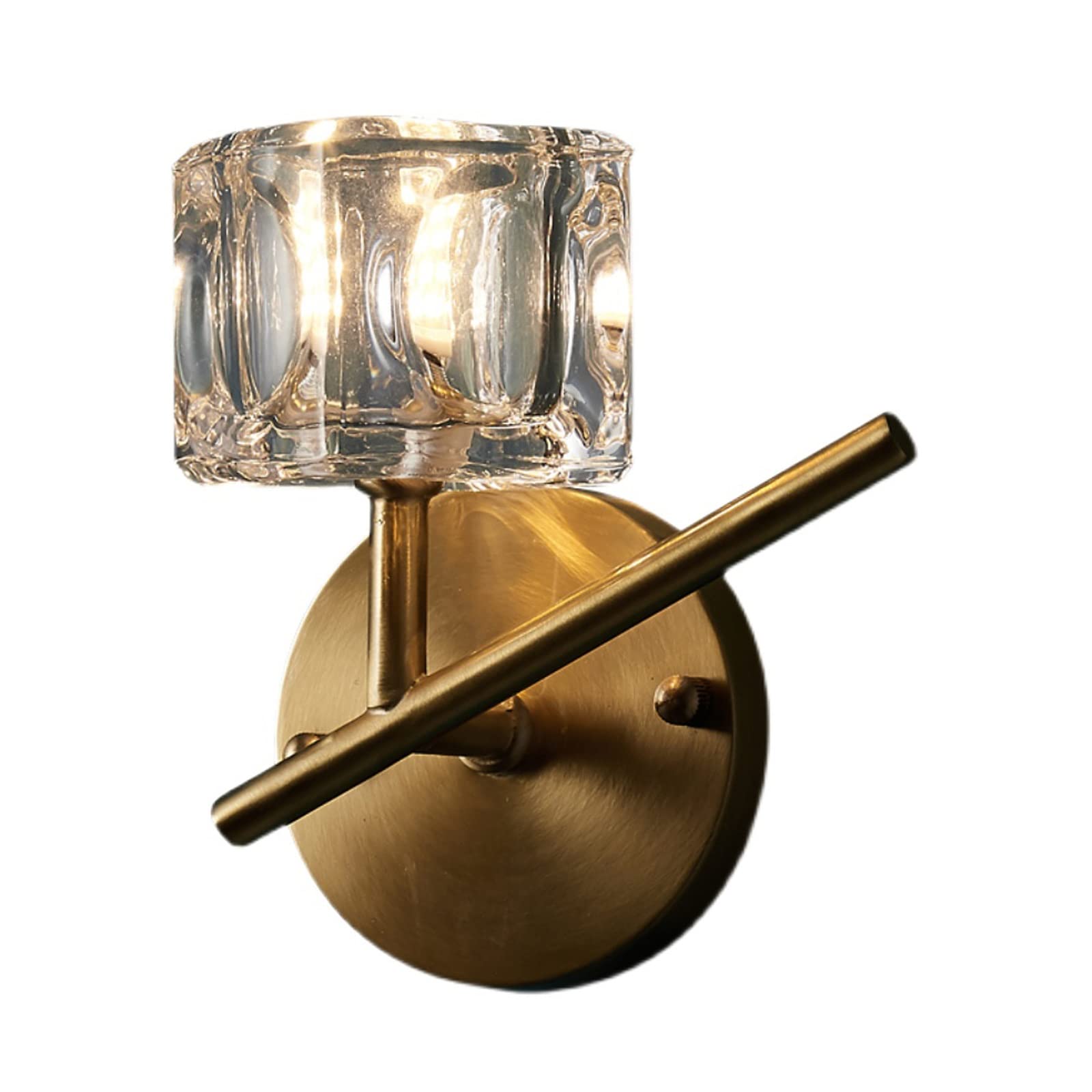 HXYSXHJUO Indoor Wall Lamp Simple American Retro Copper Light Luxury Crystal Decorative Living Room Background Bedroom Aisle Staircase Sconce (1 Lights)