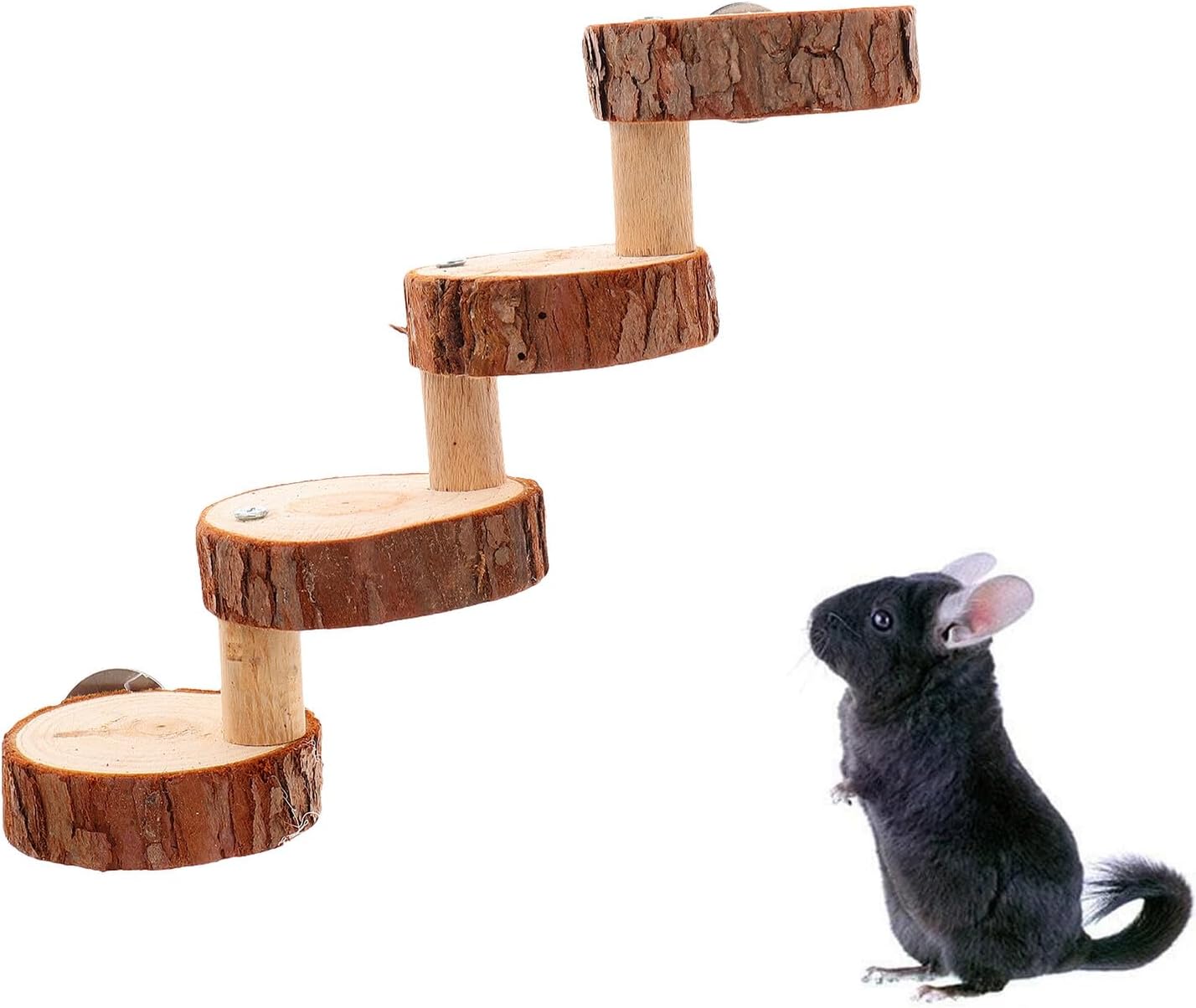 3PCS Natural Hamster Tunnel Set with Ladder and Hideout Small Pet Climbing Playground for Hamsters Chinchillas Guinea Pigs Gerbils Safe Chewable Activity and Resting Accessory