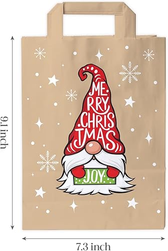 Miniatura 2 de 24 bolsas medianas de regalo de Navidad bolsas de regalo marrones con asas bolsa de regalo de papel kraft duradera para Navidad buenas para