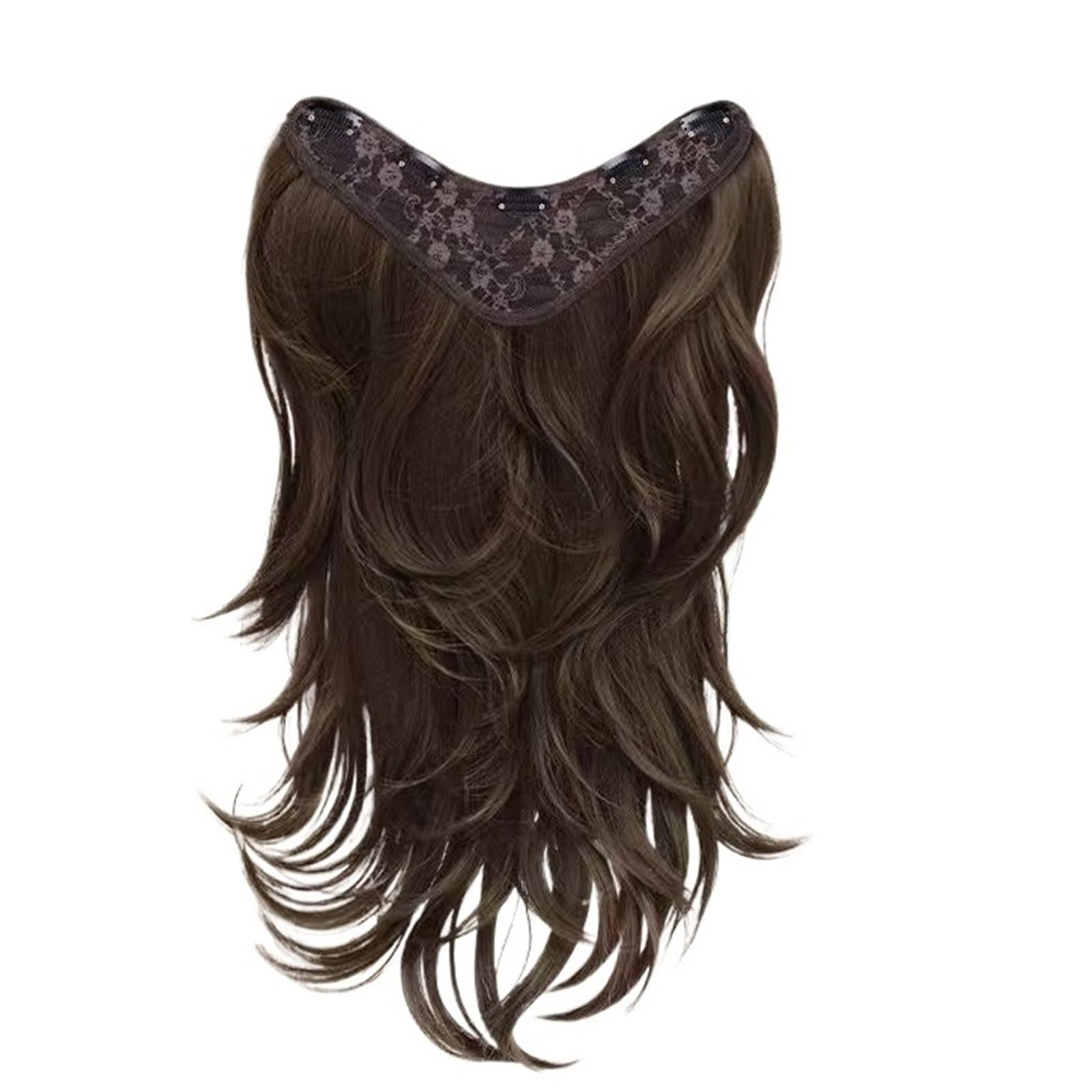 XUJUAN-0227 Women Wig Female One-piece Long Rolled Wig With Fluffy And Invisible Texture(Metallic)