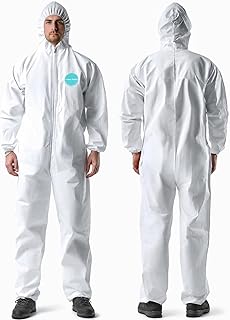 Hazmat Suits, Heavy Duty Full Body Disposable Paint Suits, Coveralls with Hood, Elastic Wrists and Ankles