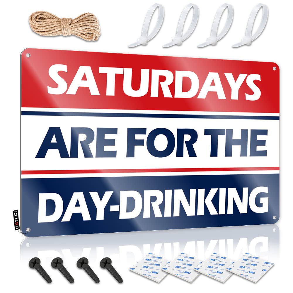 STWNVOITV Funny Metal Signs For Outdoors Saturdays Are For The Day-Drinking Tin Sign Decor For Man Cave Bar Rules Tin Metal Sign(30X40CM)