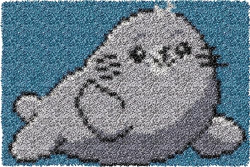 Image of YP Latch Hook Kits for Kids Adults DIY Rug Tapestry Kits with Printed Canvas Embroidery Kits Festival Gifts Home Decoration (Whale,14.2inch X 9.8inch)
