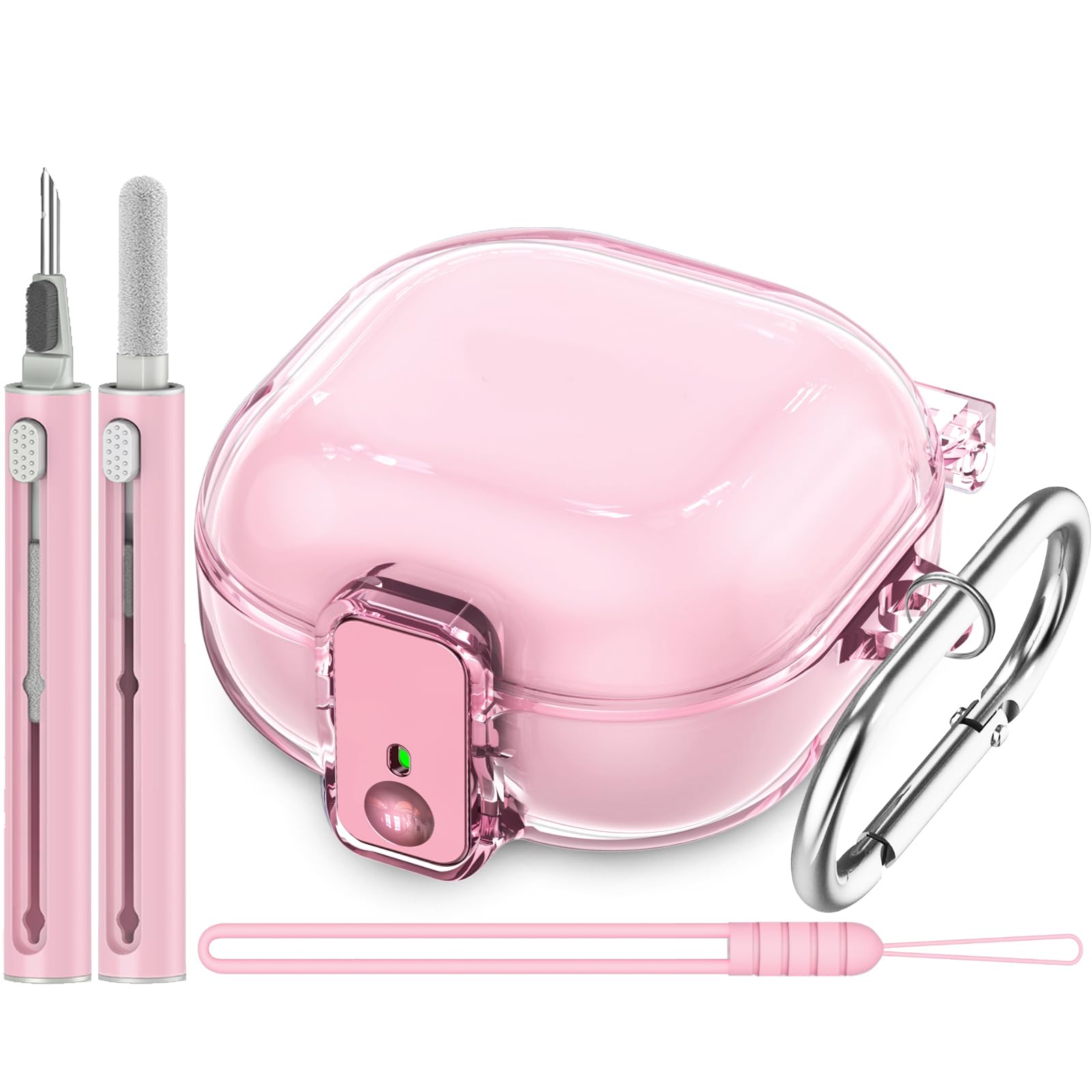 [with Safety Lock] Clear Case for Samsung Galaxy Buds FE(2023)/Buds 2 Pro(2022)/Buds 2(2021)/Buds Pro(2021)/Buds Live(2020),Accessories with Anti-Lost