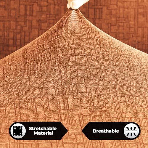 Image of Story@Home Sofa Cover 3 Seater Fully Covered | Stretchable Polyester Spandex Elastic Sofa Cover 3 Seater | Orange Criss Cross 3 Seater Sofa Covers for Living Room & Create Your Own Customized Set