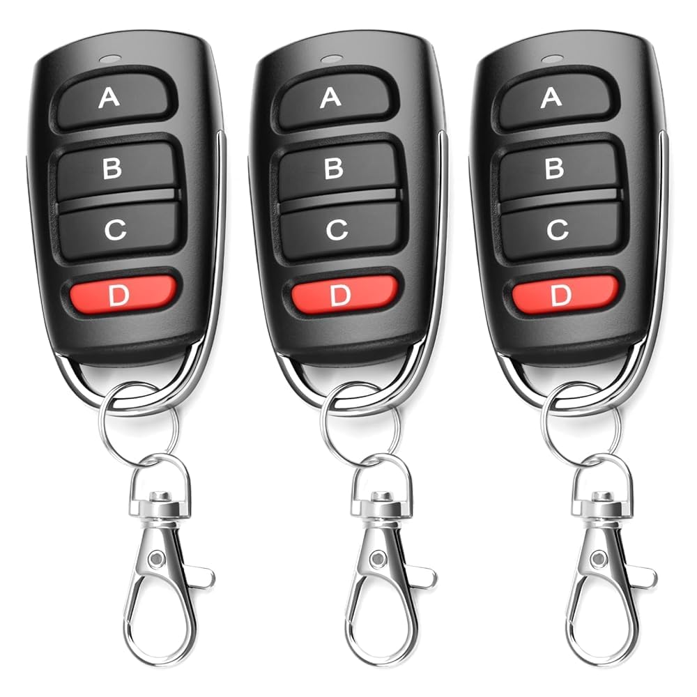 3 Stück Fernbedienung Garagentor 433 MHz Universal Garagentoröffner mit 4 Kanäle Klonen Handsender Garagentor Duplicator Garage Door Opener Kabellose Schlüsselbund Ersatz Fernschalter