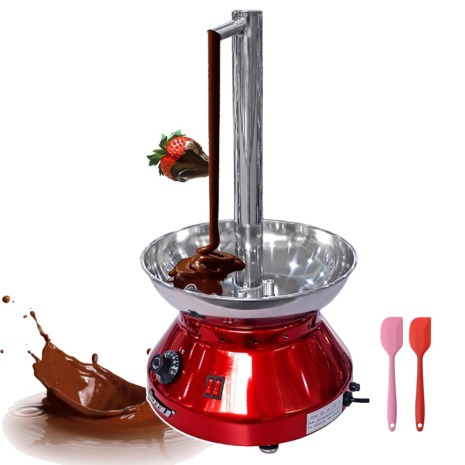 VitalisWorks Chocolate Fountain Machine,Adjustable Temperature 86-230°F, Electric Fondue Fountain For Parties, Weddings & Birthdays,Faucet Model Chocolate Waterfall Maker (Red)