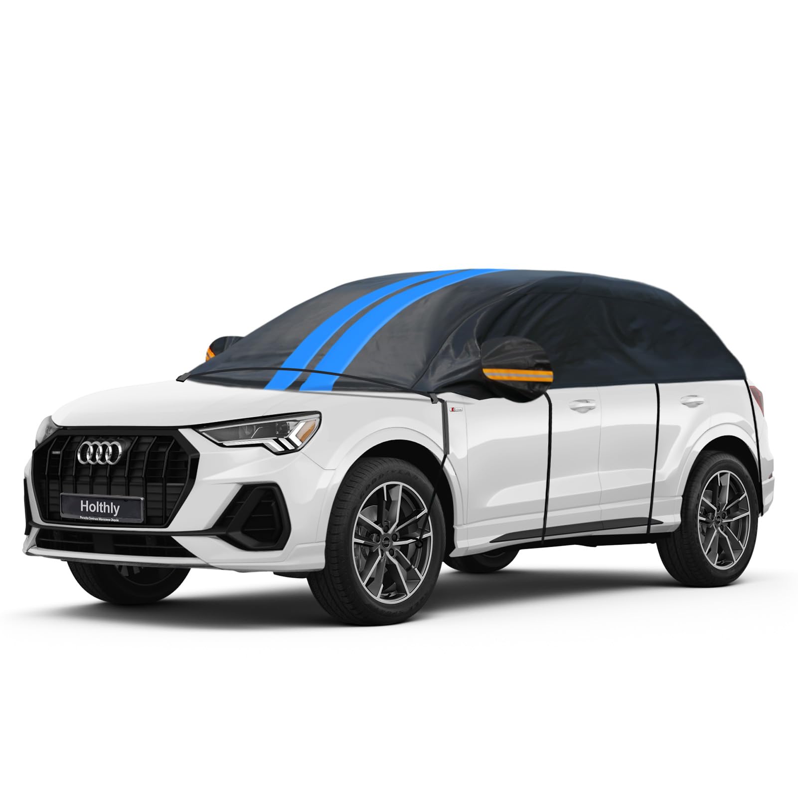 Semi Funda de Coche Exterior,Nieve Funda de Coche,Cubierta para Parabrisas Delantero Trasero Automóvil Protector de Parabrisas Impermeable Anti-Nieve Antipolvo,para SUV/4x4(Hast a 530 cm)