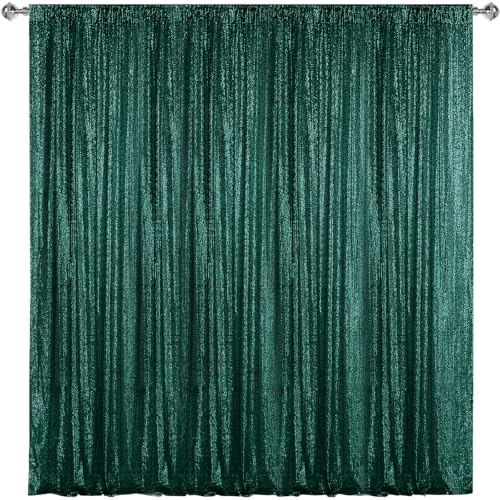 Sugargirl Dark Green Sequin Backdrop Curtain 8FTx8FT Glitter Dark Green Background Drapes Sparkle Photography Backdrop for Party Wedding Birthday Wall Decoration(1 Panel)