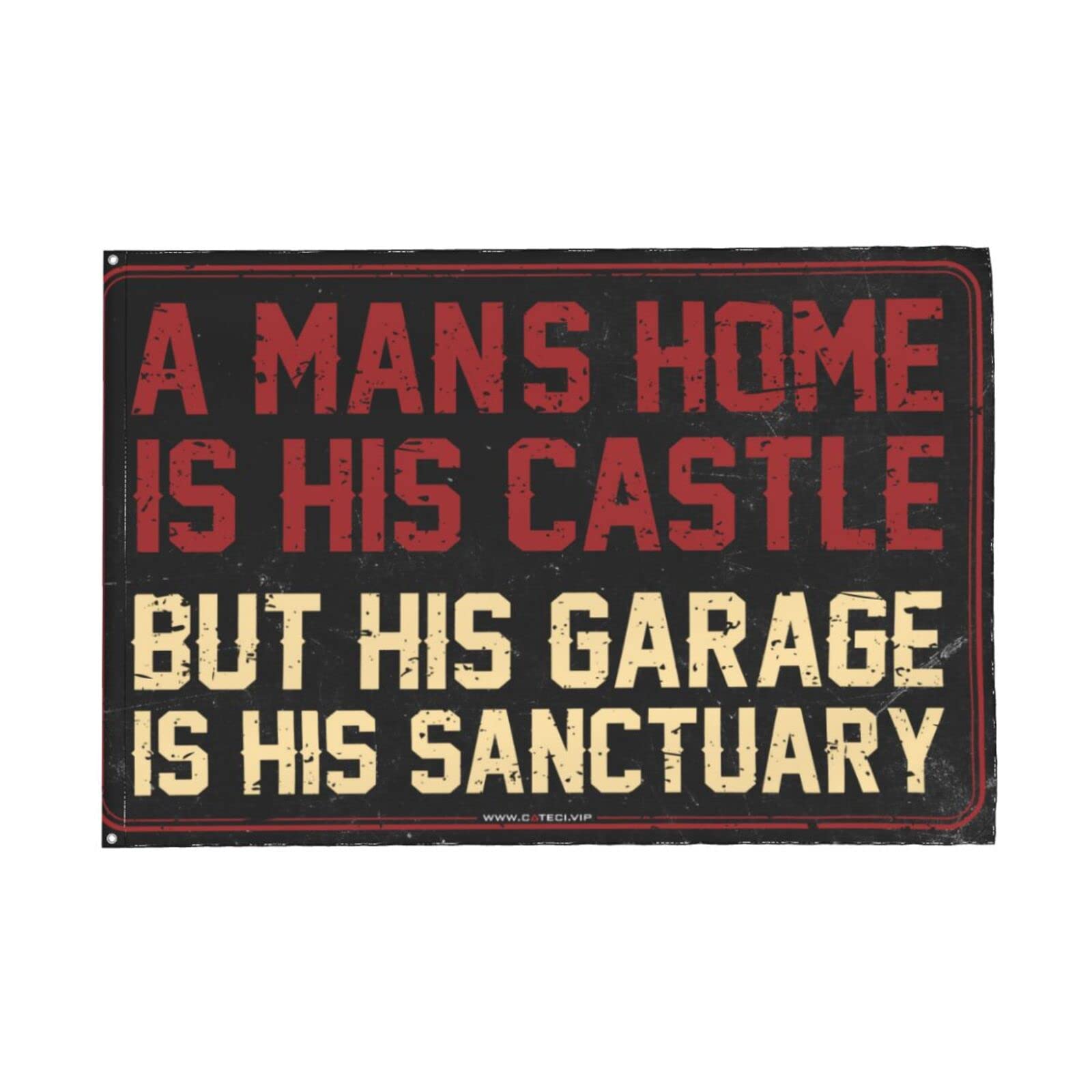 Cartello In Metallo Divertente Per Garage: 'A Man's Home Is His Castle But His Garage Is His Sanctuary' – Decorazione Da Parete Retrò, 24x? Cm - 3
