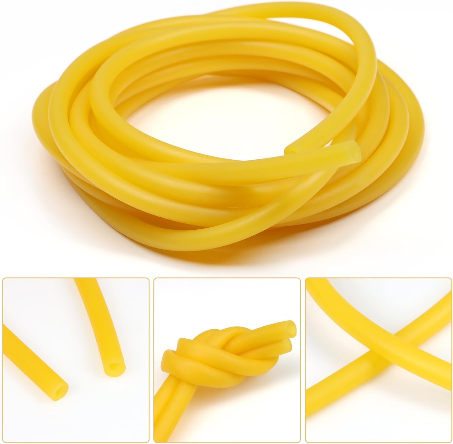 Natural Latex Rubber Tubing 1/4" (6mm) ID x 1/2" (12mm) OD, Surgical Tubing Highly Elastic Rubber Hose Slingshot Tube Speargun Band Fitness Hospital Laboratory Tube, 10FT (Yellow)