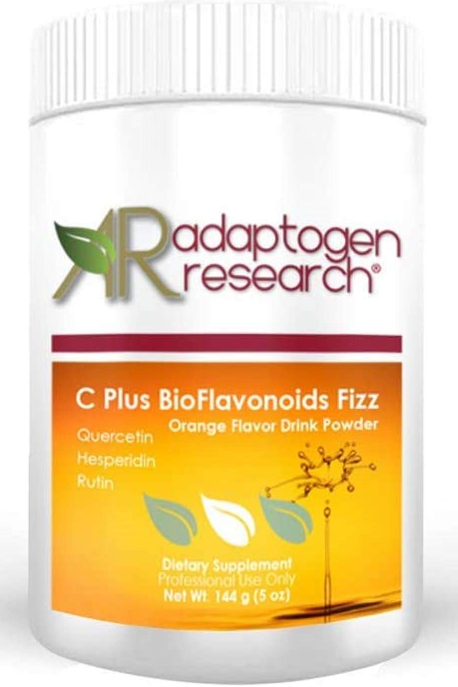 C Plus BioFlavonoids Fizz | High Potency Vitamin C with Unique Natural Bioflavonoids Quercetin, Hesperidin, Rutin | Delicious Orange Flavor Drink Powder | 144g, 36 Servings | Adaptogen Research