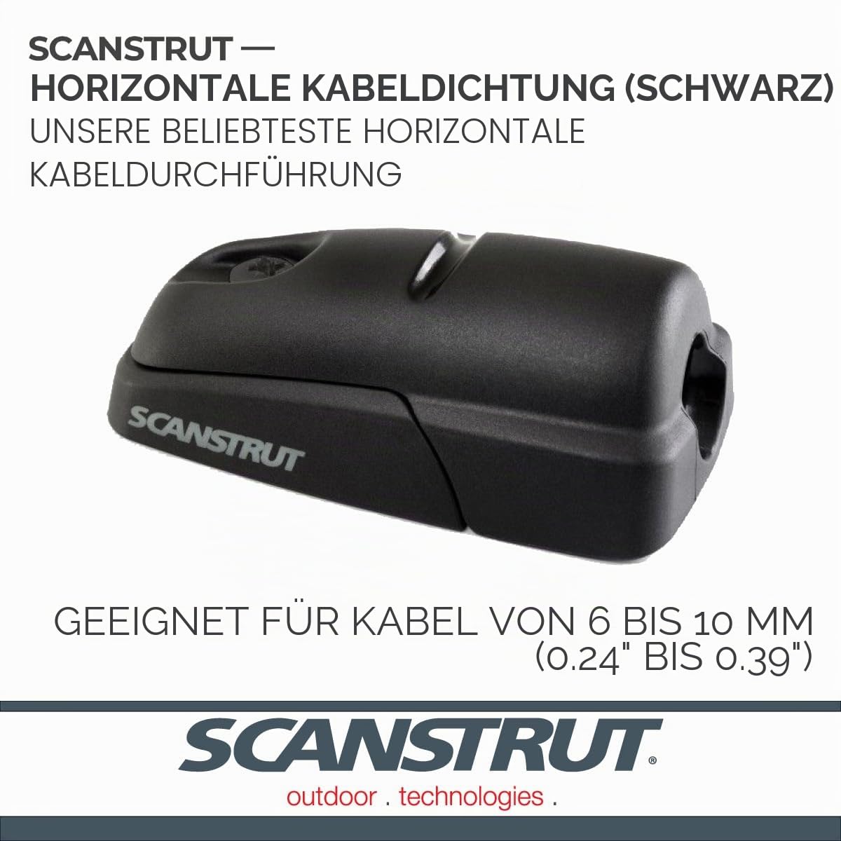 Scanstrut DS-H10-BLK Horizontal Kabeldichtung für Kabel von 6–10 mm, Schwarz