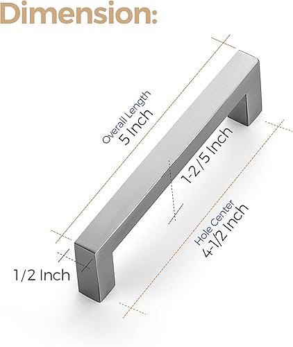 Miniatura 3 de Ravinte Paquete de 32 manijas cuadradas de gabinete de cocina de 4-12 pulgadas, tiradores de níquel satinado, tiradores de cajón de níquel