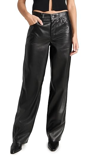 Levi's Women's Faux Leather Baggy Dad Pants, Slippery Slope