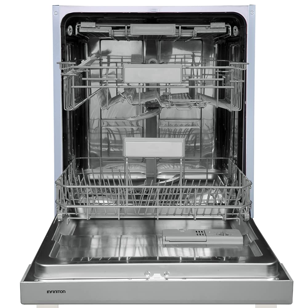 Infiniton Lavavajillas Semi-integrable DIW-G62W (A+++/D, Cristal Blanco, Inverter, 14 Servicios, Función Dual WASH, Control Electronico, Easyplay)