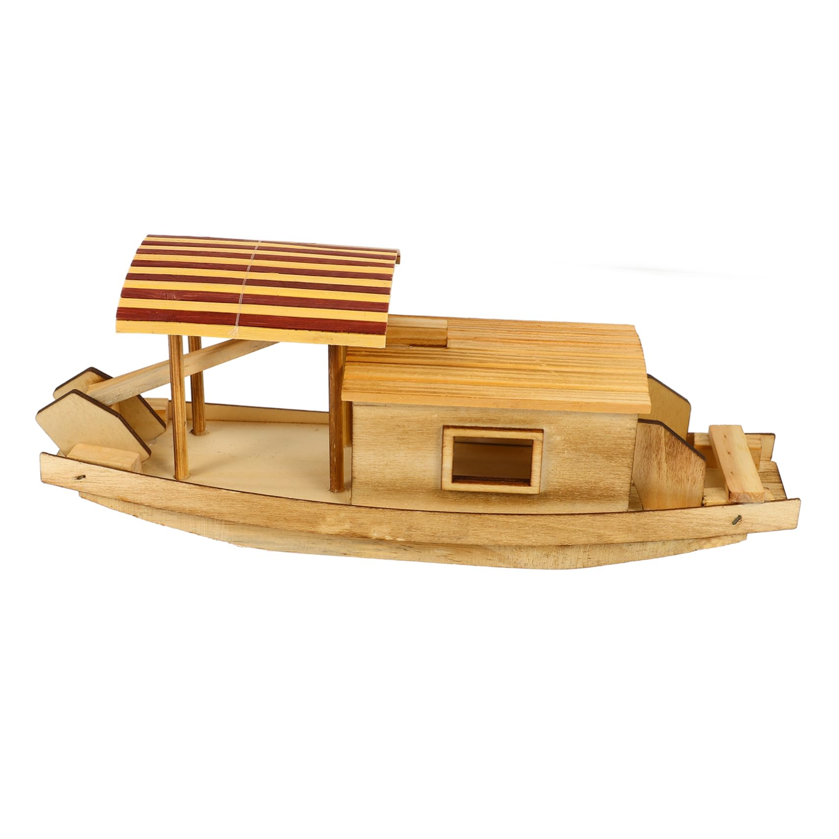 YARNOW Wooden Boat Decor Craft Canoe Model for Desktop Ornament Natural Rustic Home Decoration Present for Collectors Compact and Lightweight Design