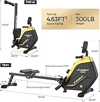 Vista 7 de JKANGFIT Máquina de remo plegable - Máquinas de remo para uso doméstico, remo magnético para interior para cuerpo completo con soporte