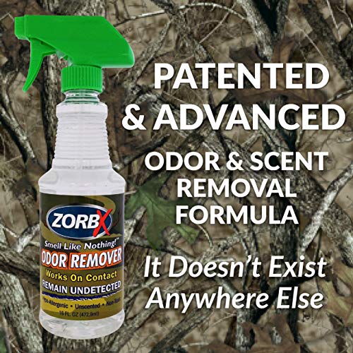 Zorbx - 16oz Remain undetected Hunting and Fishing Odor Remover Spray for Gloves, Hands, Clothes, Gear, Boots, Backpack,and All Accessories