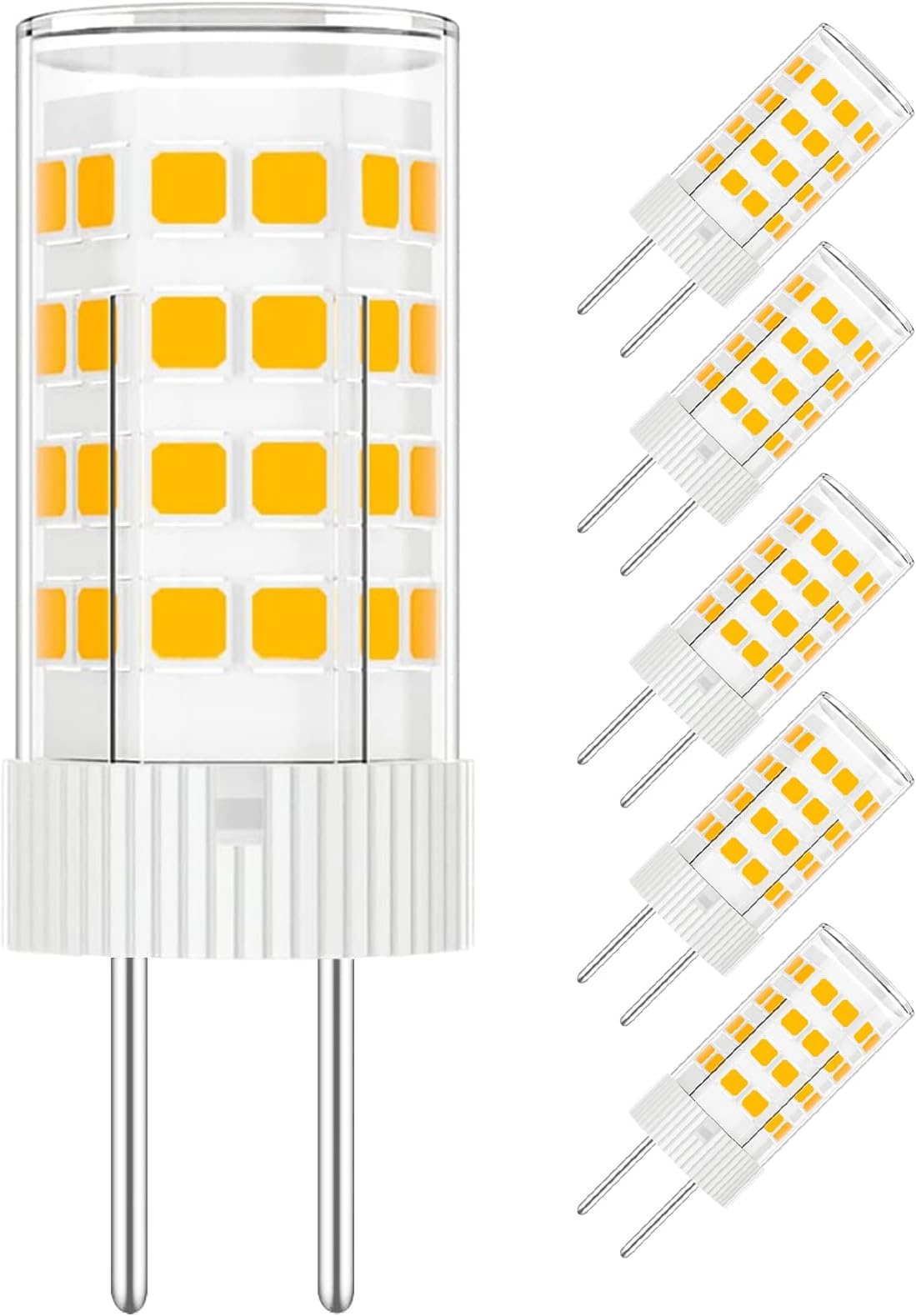 GY6.35 LED Bulb, 35W-40W Halogen Equivalent, AC/DC 12V 4W 400LM, Warm White 3000K, T3 JC Type Bi-pin Base Light Bulbs for Landscape Lighting, Pendant Light, Desk Lamp, Non-dimmable, 5-Pack