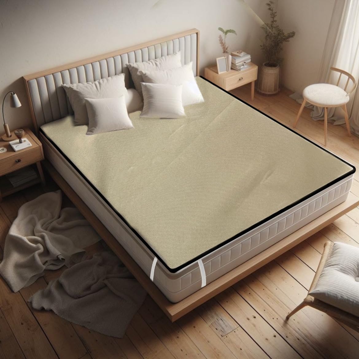 MANUFACTORY Waterproof & Leakproof Bed Sheets for Kids Urine | PVC Bed Cover & Gadda Protector for Babies | Double Bed Mattress Cover for Adults | Beige-picture-28