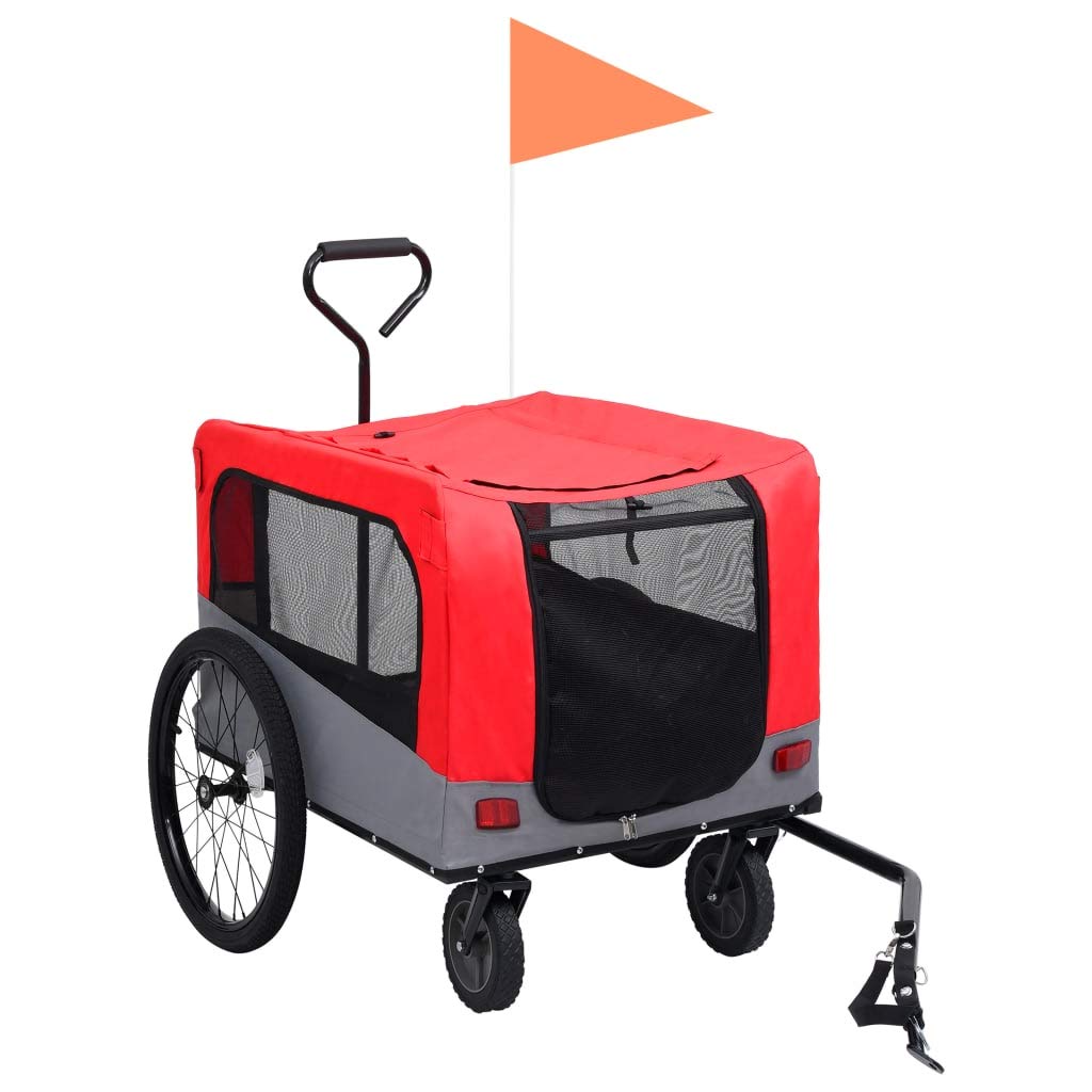 vidaXL 2-in-1 Fahrradanhänger Hunde Buggy Hundefahrradanhänger Hundetransporter