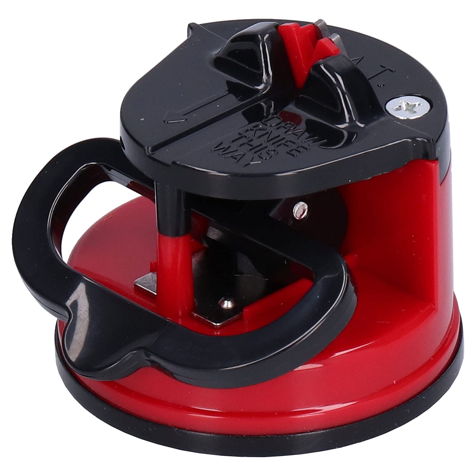 QANYEGN Knife Sharpener with Suction Cup, Manual Knife Sharpening Kit, Pocket Tgsten Steel Knife Sharpeners for Home Kitchen Use (Red)