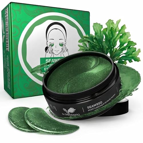 Korean skincare 60 Stück Algen Augenpads | gegen Augenringe & Falten, Augenmaske mit Kollagen & Hyaluron, Gesichtspflege gegen Tränensäcke, Feuchtigkeitsspendende Augenpflege Pads by Saborando