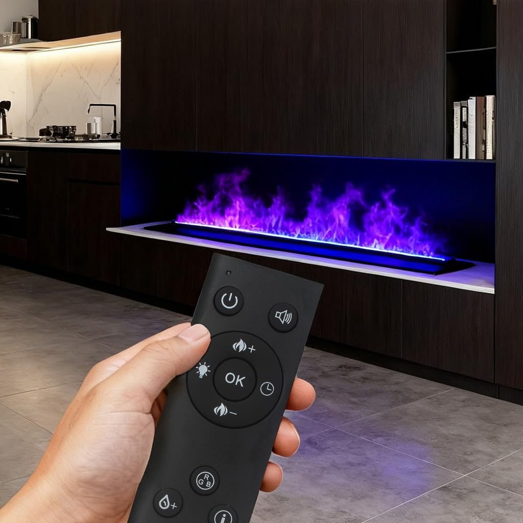 27.56in Water Vapor Fireplace Color Flames Remote & Smart App Steam Electric Fireplace Automatic Water Control Stainless