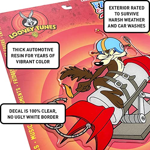 Image of Fan Emblems Rocket Wile E. Coyote Car Decal, Classic Looney Tunes Character (Automotive Domed, Transparent, 5.63 x 6.34 x 0.10 inches)