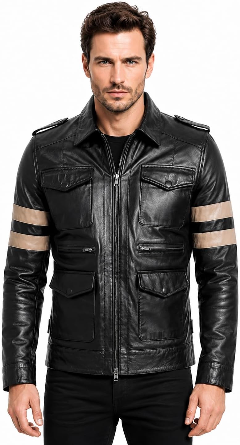 Residents Evils SuperHero Black Pu Faux Leather Jacket for Men Movie Hero