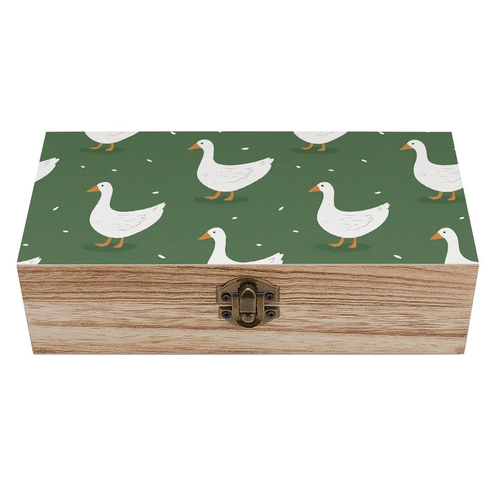 SMAZDFXX Cute Duck Wooden Storage Box Multipurpose Decorative Box for Jewelry Photo Home Decor