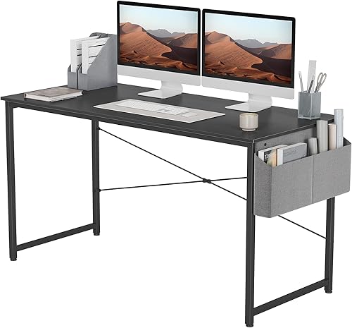 Miniatura 66 de CubiCubi Escritorio para computadora de 32 pulgadas, mesa de estudio para oficina en casa, escritorio de PC de estilo moderno y simple, marco de