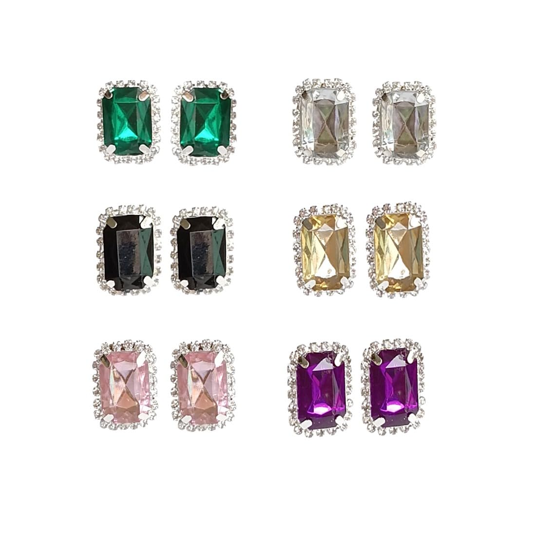 Round Changeable Stone Earring Pack Of 6 For Women (Style 4)-image-4