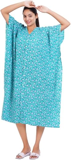 MENMAII Women's Full Open| Front Buttoned Multipurpose Kaftans for Pregnancy/Elderly/Patient/Feeding Purposes|Full/Calf Le...