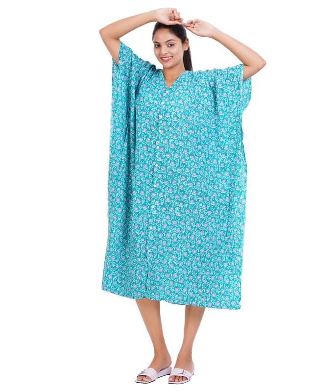 Women's Full Open| Front Buttoned Multipurpose Kaftans for Pregnancy/Elderly/Patient/Feeding Purposes|Full/Calf Length