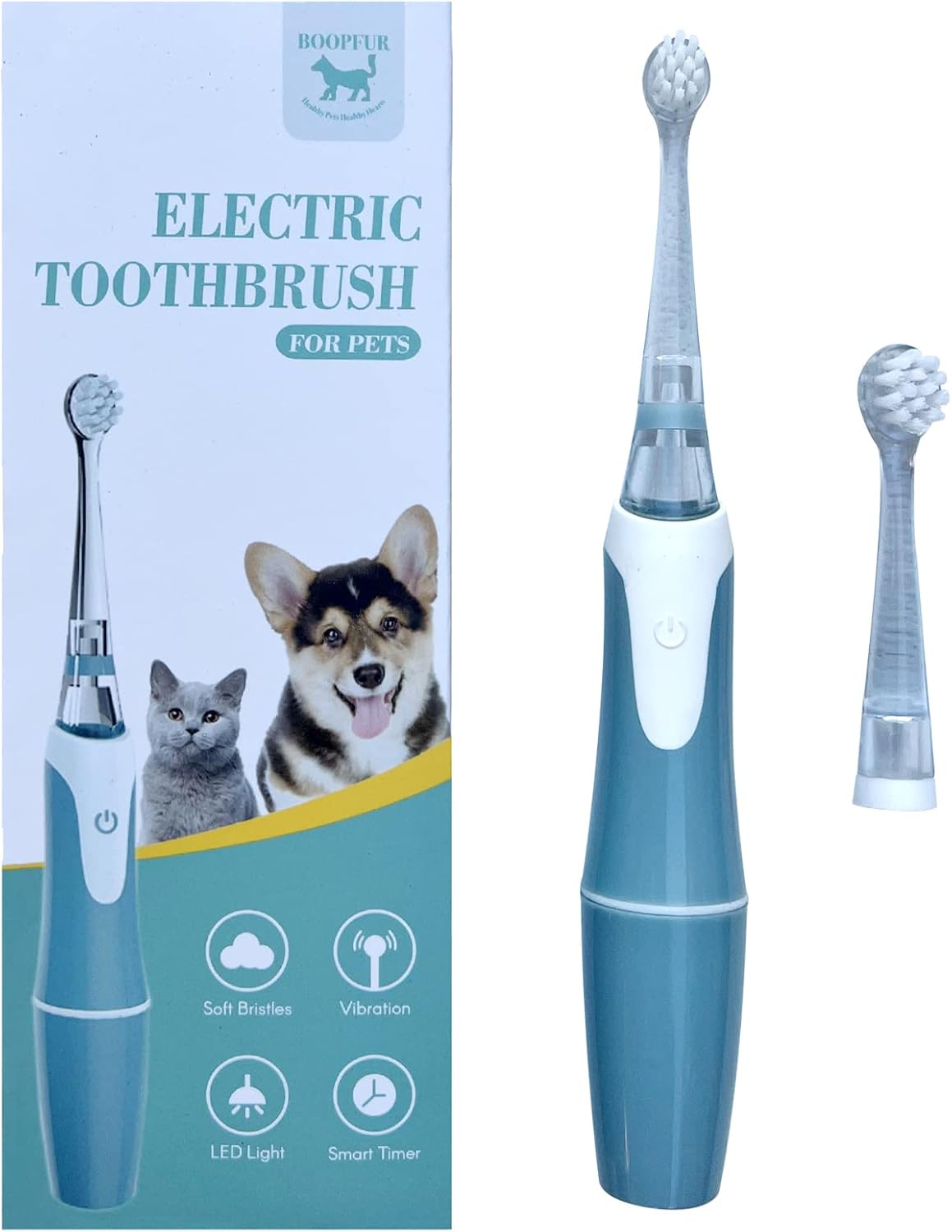 Pet Electric Toothbrush for Dogs and Cats with LED Light